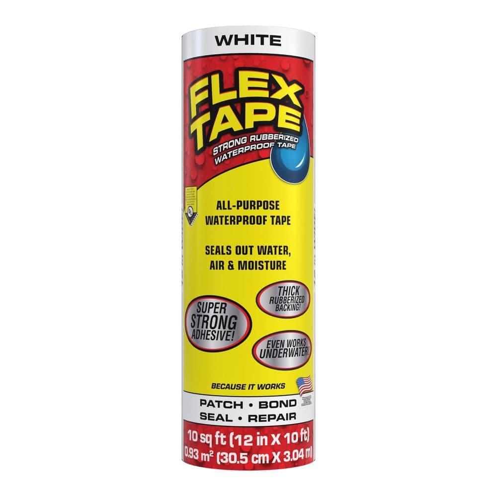 FLEX SEAL FAMILY OF PRODUCTS Flex Tape White 12 in. x 10 ft. Strong Rubberized Waterproof Tape (4-Pack)