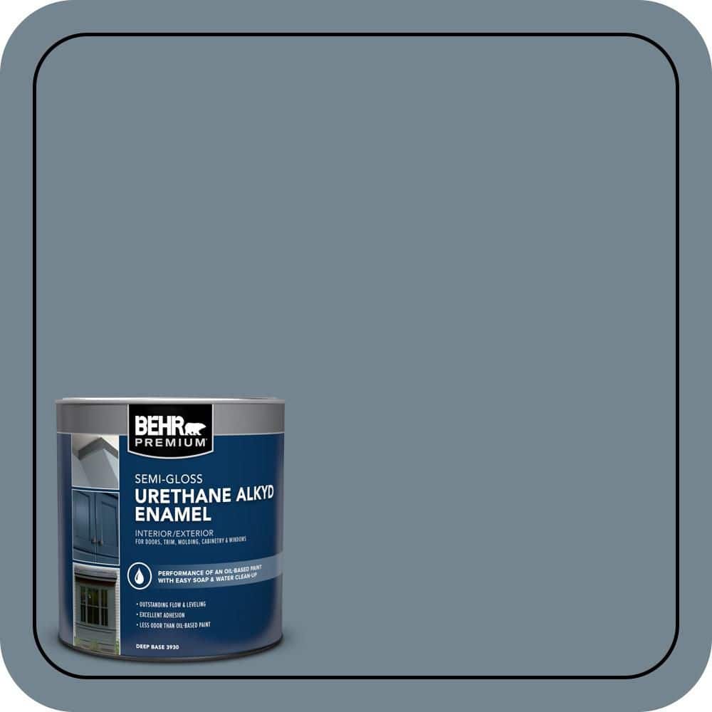 BEHR PREMIUM 1 qt. #N480-5 Adirondack Blue Urethane Alkyd Semi-Gloss Enamel Interior/Exterior Paint