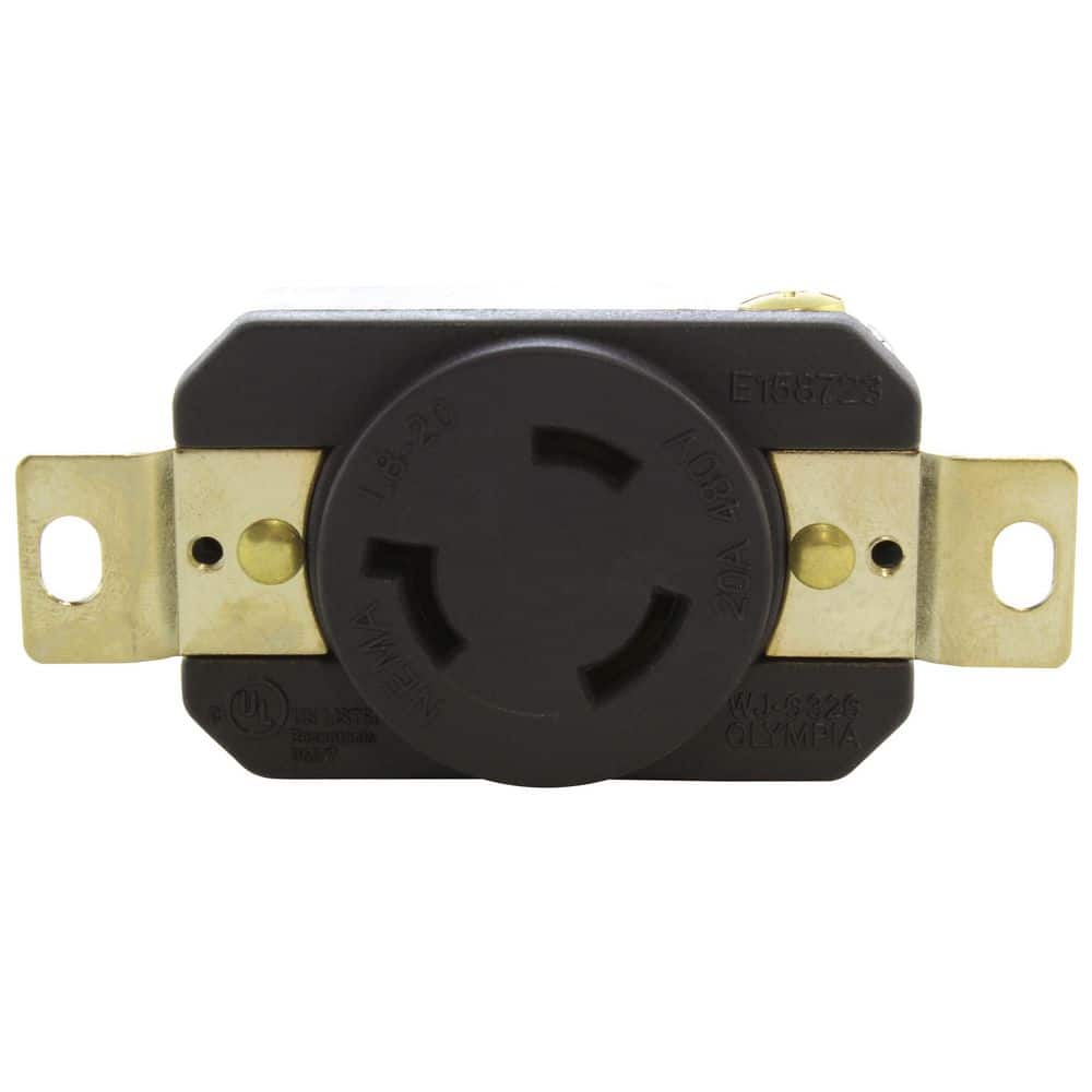 AC WORKS 20A, 480V, NEMA L8-20R Flush Mount Locking Industrial Grade Outlet (3)