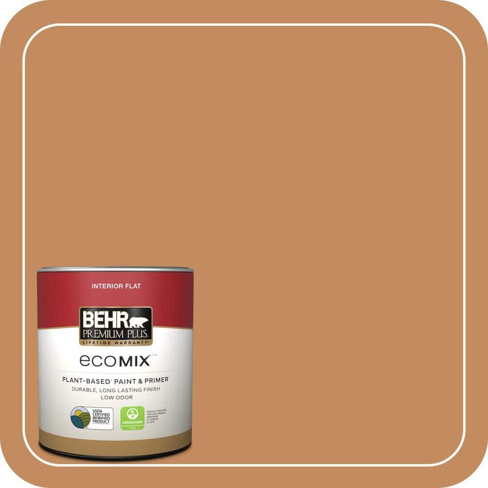 BEHR PREMIUM PLUS 1 qt. #PPU3-13 Glazed Ginger Flat EcoMix Plant-Based Interior Paint & Primer (1)