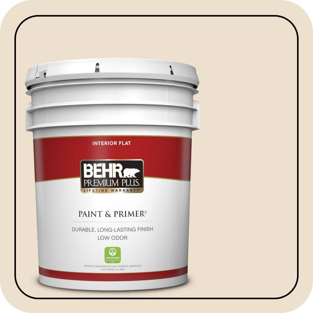BEHR PREMIUM PLUS 5 gal. #PPF-12 Sunny Gazebo Flat Low Odor Interior Paint & Primer