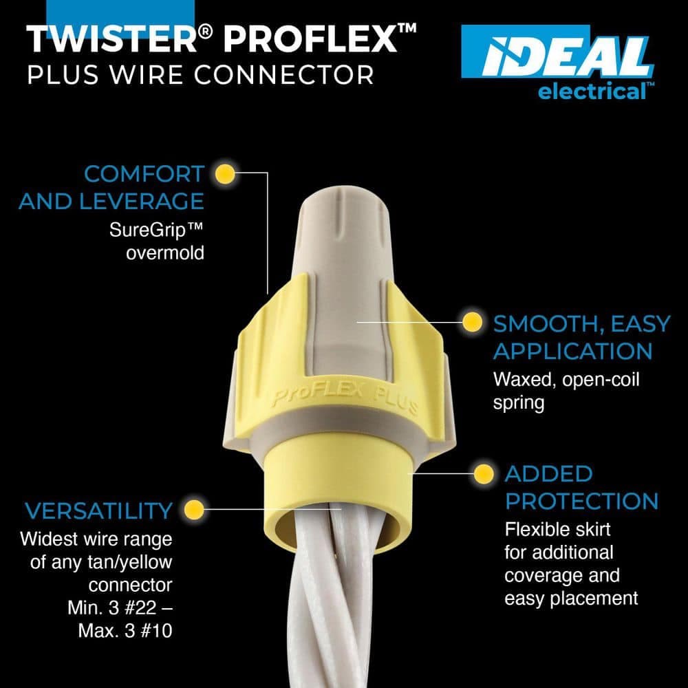 IDEAL Twister ProFLEX PLUS Tan/Yellow Wire Connector, Jar of 500 (2)