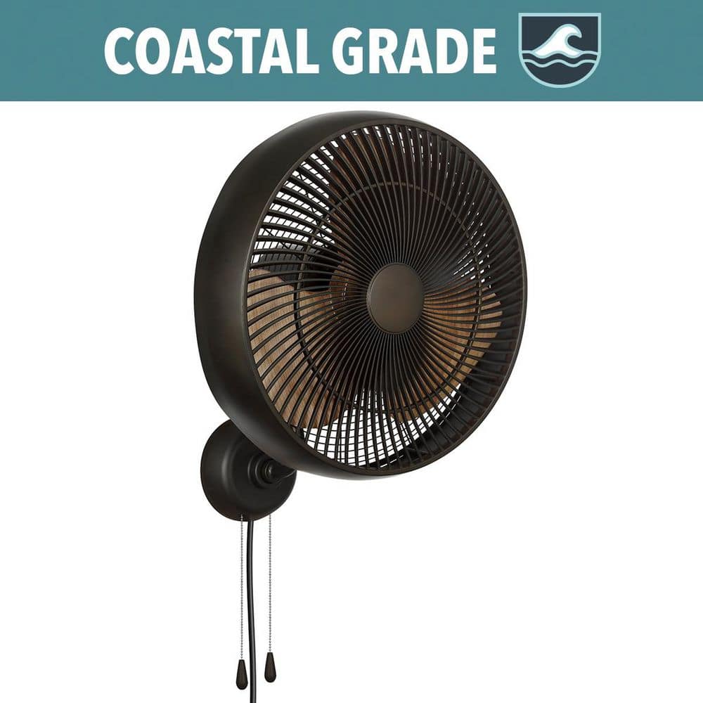 Hampton Bay Henton 18 in. 3 Speed Oscillating High Velocity Flat Bronze Indoor/Outdoor Wall Mount Fan (2)