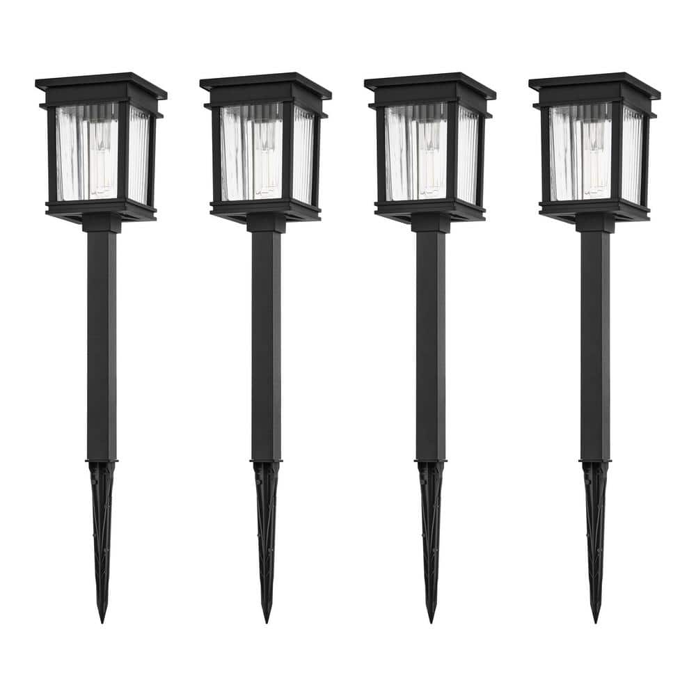 Hampton Bay Lauder Black Solar LED 40 Lumen Weather Resistant Path Light (4-Pack) (3)