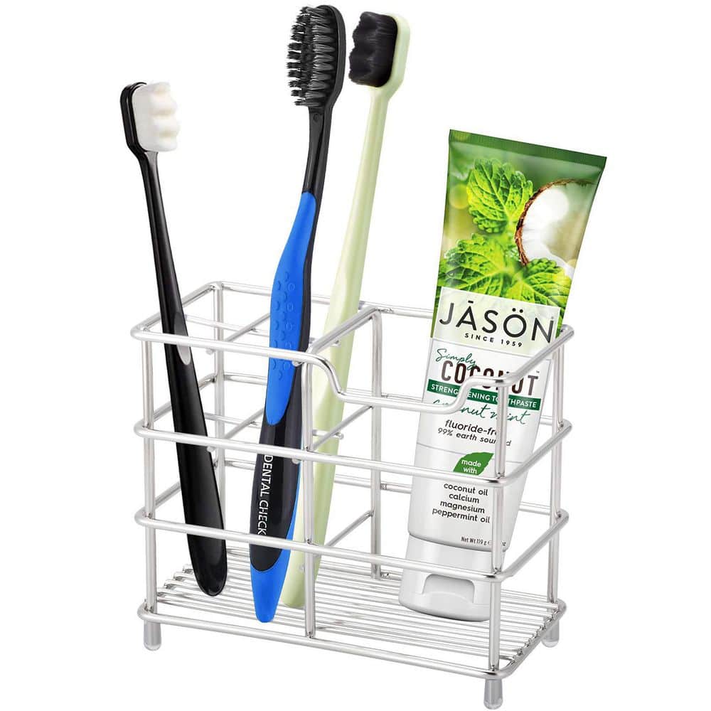 Numhew Silver 304 Stainless Steel Bathroom Toothbrush Holder with Rust-Proof and Storage Organizer (3)