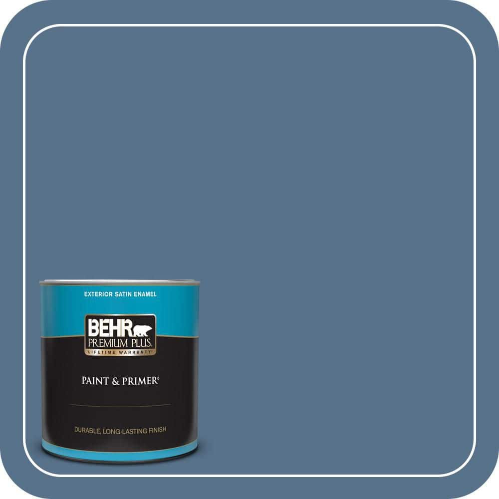 BEHR PREMIUM PLUS 1 qt. #PPU14-01 Arrowhead Lake Satin Enamel Exterior Paint & Primer