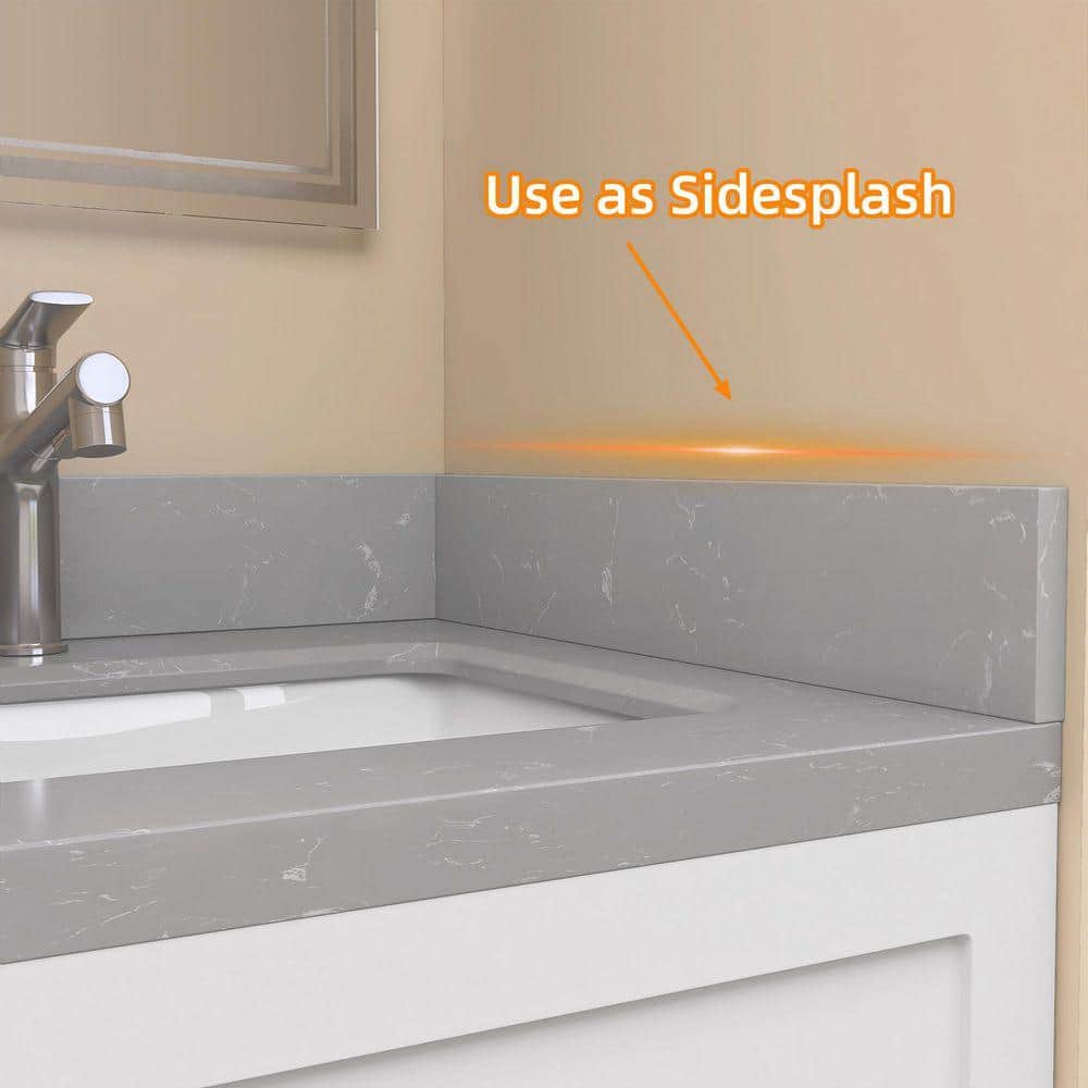 NTQ Gudt 21 in. Engineered Stone Vanity Sidesplash Bathroom Vanity Side Splash in Gray (2)