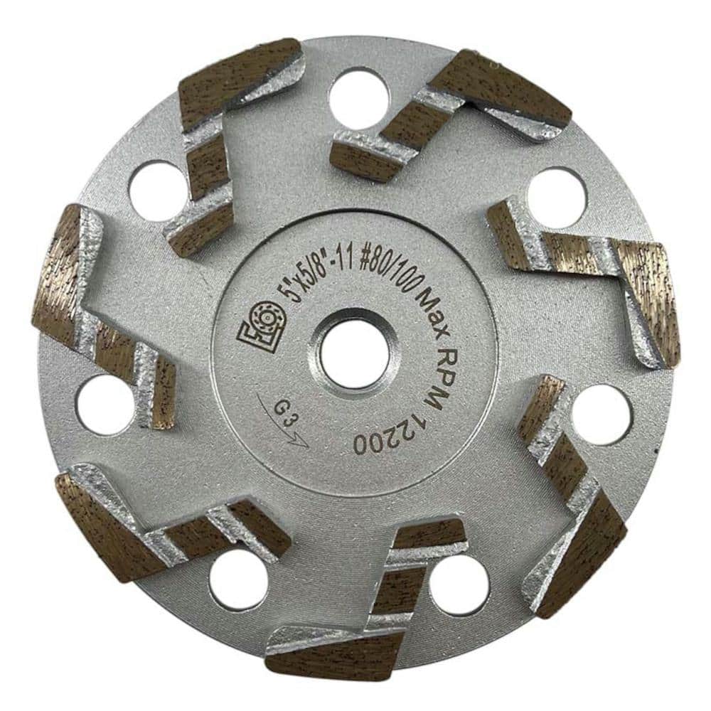 EDiamondTools 5 in. Granite, Low Profile Segmented Rim, Diamond Blade Segments, 60/80 Grit, Medium/Fine Cup Wheels, 5/8 in. 11 Arbor (1)