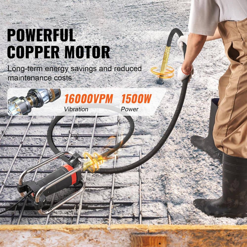 SKYSHALO Electric Concrete Vibrator, 1500-Watt, 16000 VPM, Concrete Vibrating Tool Portable Pencil Cement Vibrator (2)