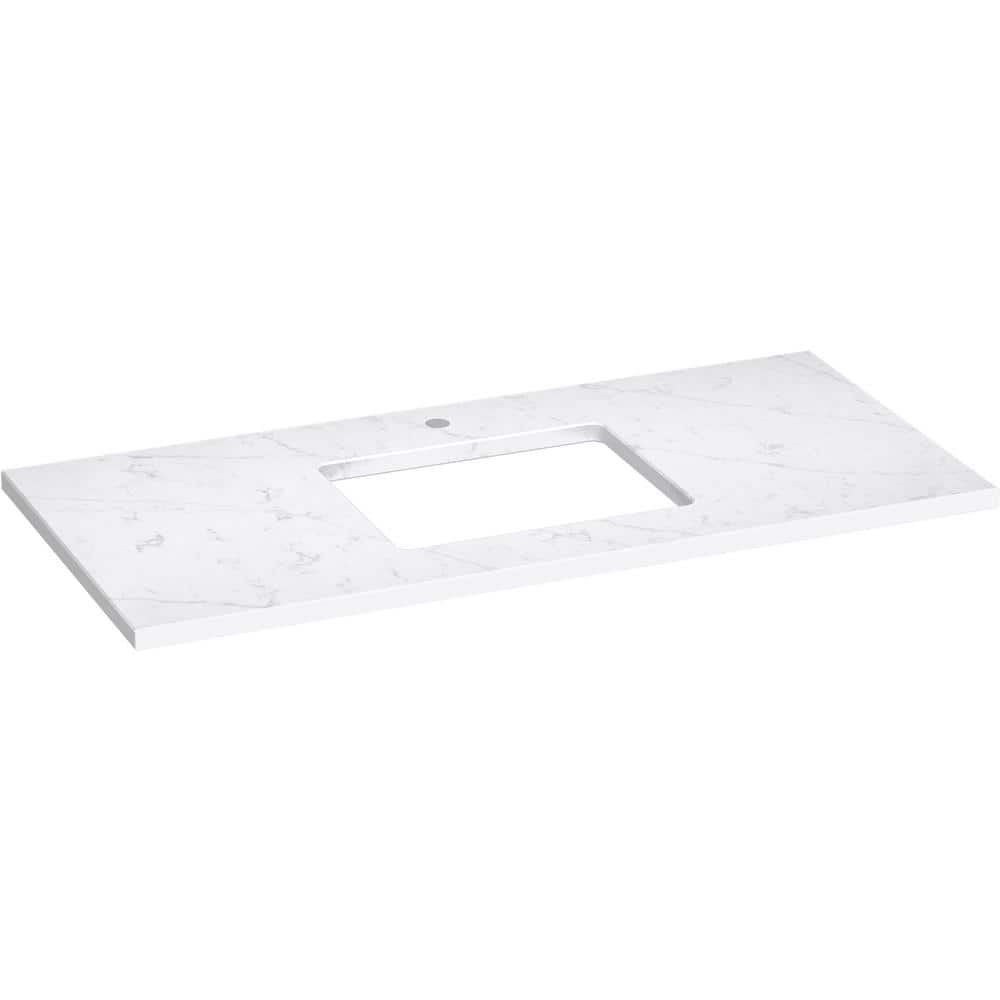 KOHLER Silestone 49 in. W x 22.4375 in. D Quartz Rectangle Cutout with Vanity Top in Eternal Statuario (1)