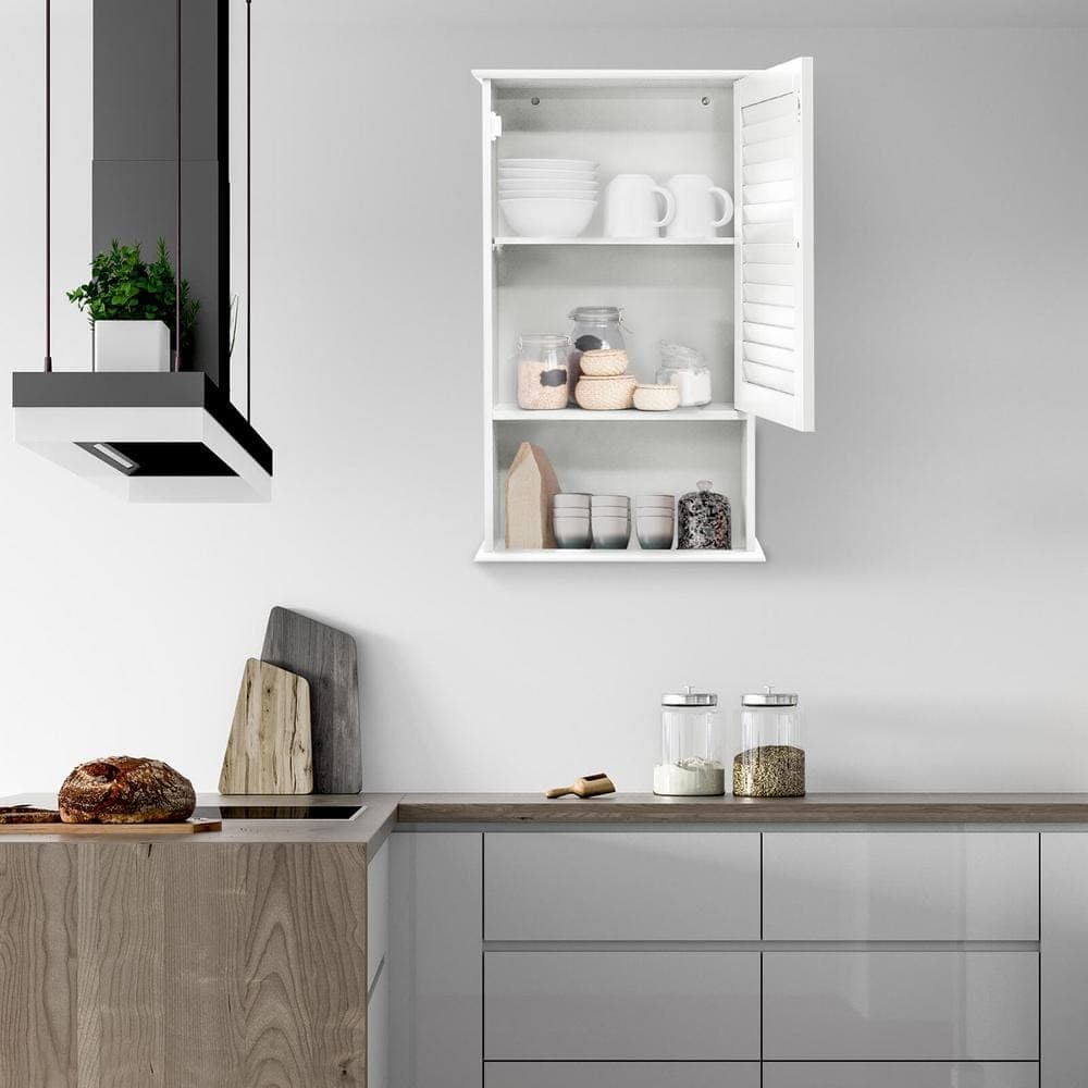 FORCLOVER 16.5 in. W x 6.5 in. D x 27.5 in. H Bathroom Storage Wall Cabinet in White (2)