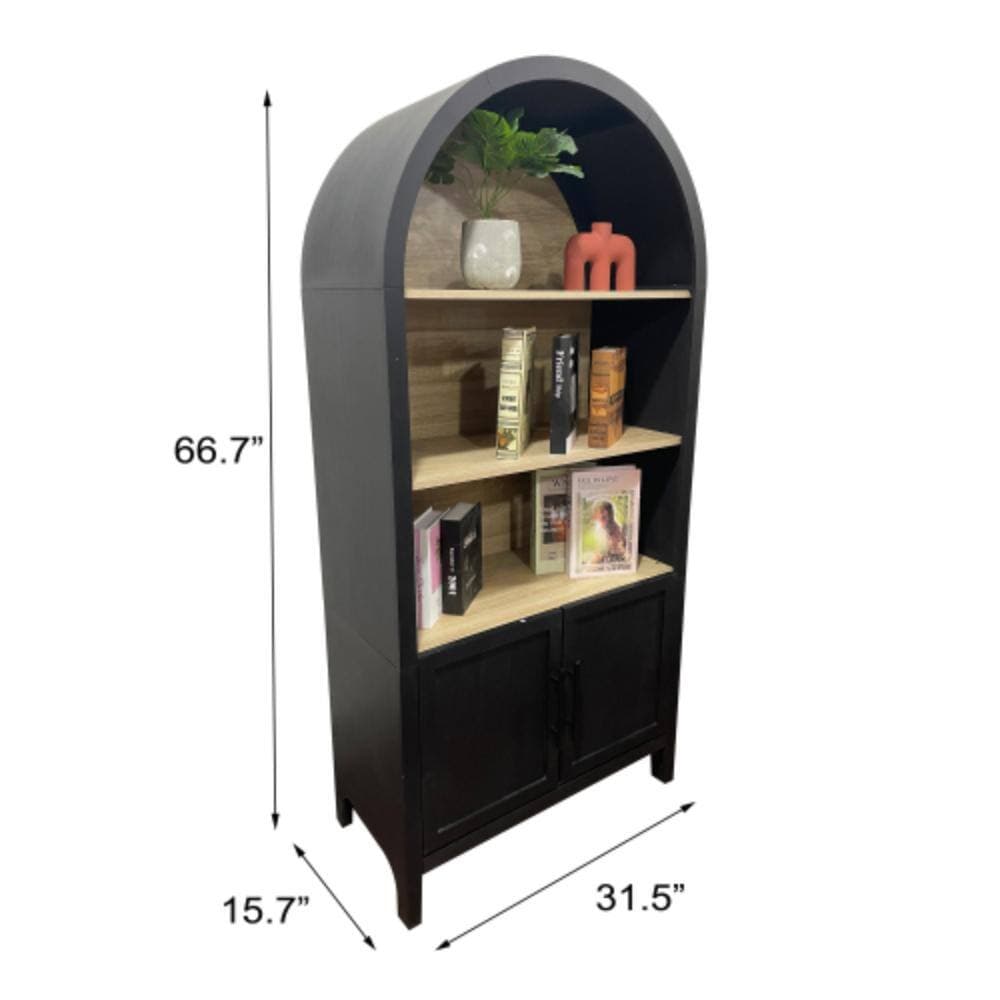 Unbranded 31.5 in. W x 15.7 in. D x 66.7 in. H Bathroom Black Linen Cabinet (2)