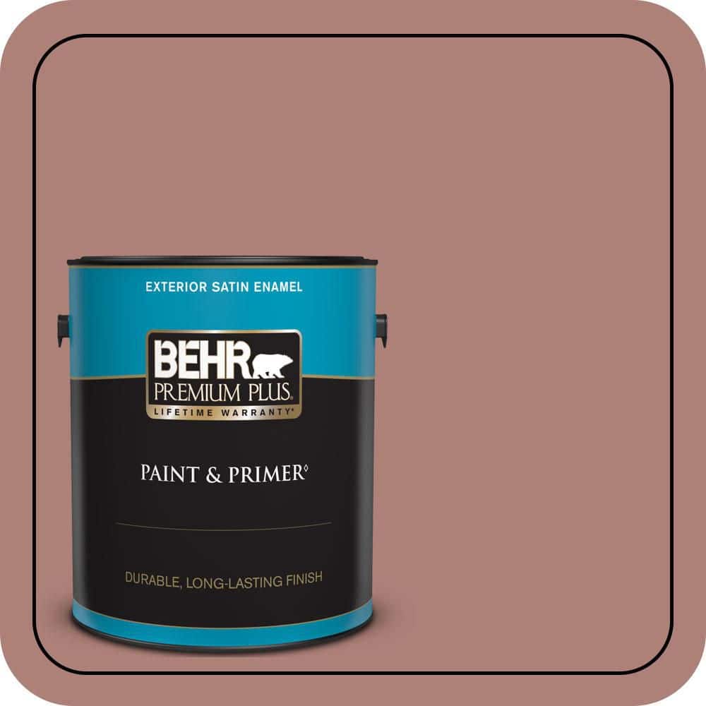BEHR PREMIUM PLUS 1 gal. #S170-5 Smoke Bush Rose Satin Enamel Exterior Paint & Primer