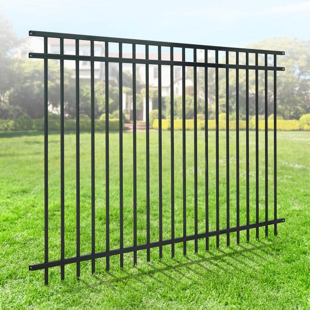 Fencer Wire Heavy Duty Spaced Bar Flat Top Metal Fence Panel, Anti-Rust Decorative Garden Fence Panel (Single Panel) (2)