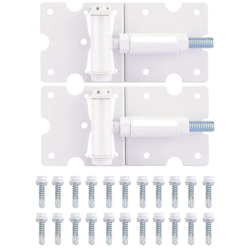 Unbranded Self-Closing Gate Hinges Heavy Duty for Vinyl Wood Metal Fence Steel Powder-Coated Finish with Screws 2 Pack (1)