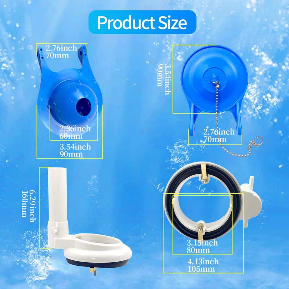 Helhom 1-Piece 3 in. Toilet Flush Valve Assembly for One Piece Toilets, Complete Repair Kit with Flapper and Chain (3)