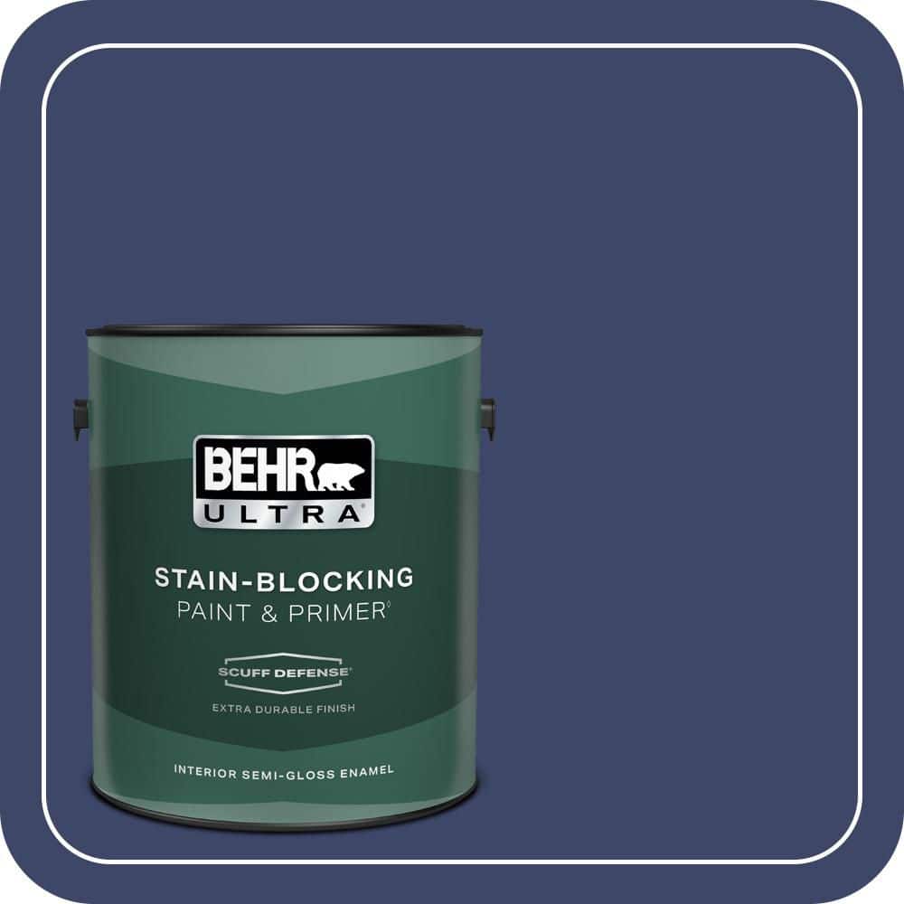 BEHR ULTRA 1 gal. #S-H-620 Midnight Sky Extra Durable Semi-Gloss Enamel Interior Paint & Primer