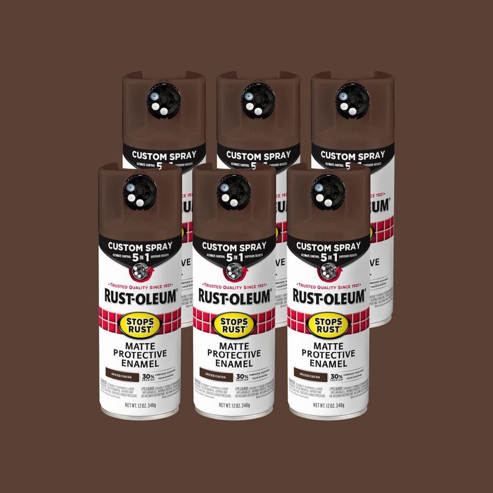 Rust-Oleum Stops Rust 12 oz. Custom Spray 5-in-1 Matte Cocoa Spray Paint (Case of 6) (1)