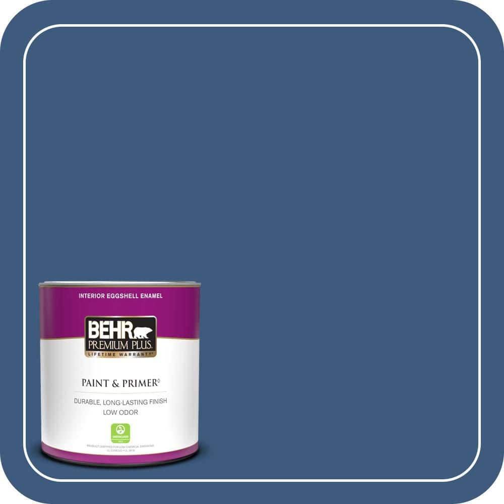 BEHR PREMIUM PLUS 1 qt. #M520-7 Admiral Blue Eggshell Enamel Low Odor Interior Paint & Primer (1)