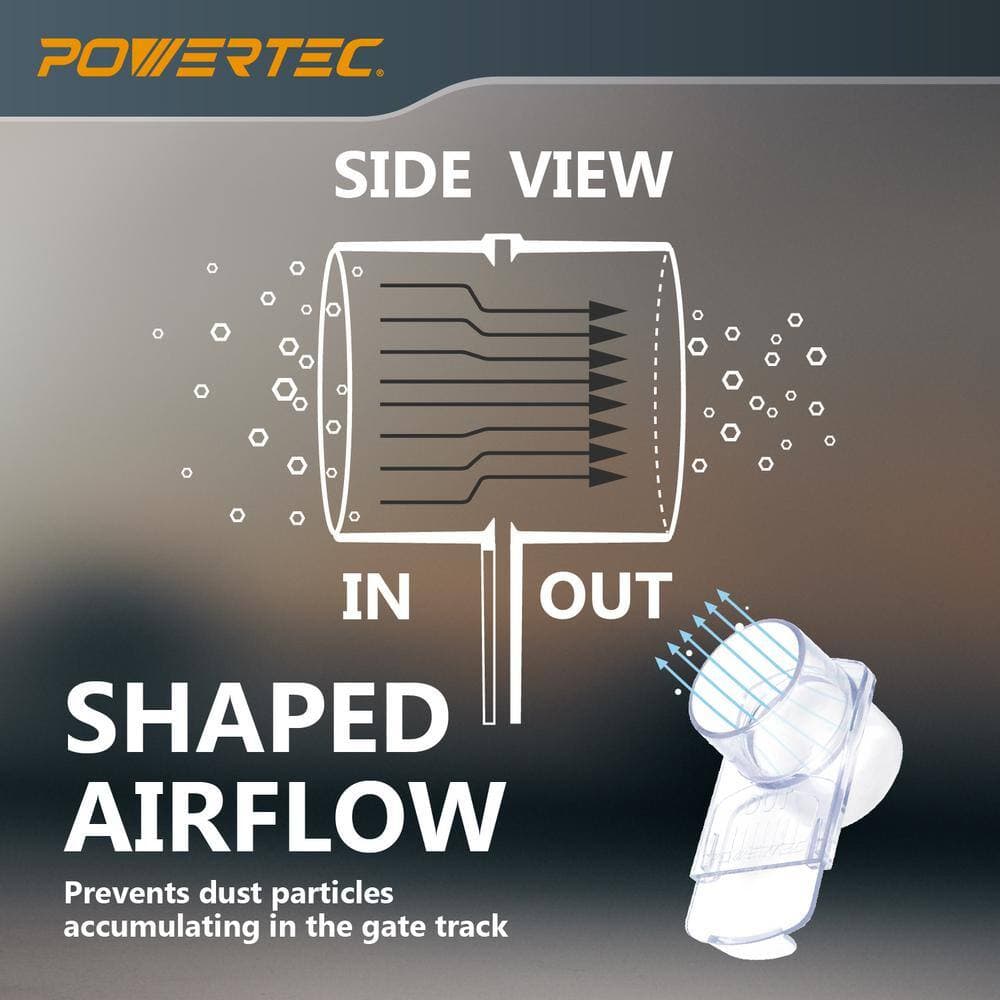 ‎POWERTEC 2-1/2 in. Blast Gate, Clog Resistant and Anti Gap Tapered ABS Plastic Fitting for Dust Collection Systems (3)
