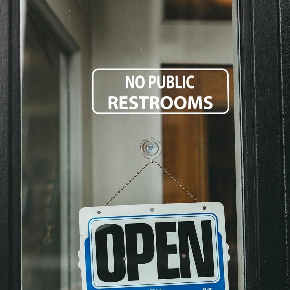 LAIFUCAM 5 Pack 9 x 3 in. Transparent Vinyl Window Door Sticker Waterproof UV Proof No Public Restrooms Business Sign Decal (2)
