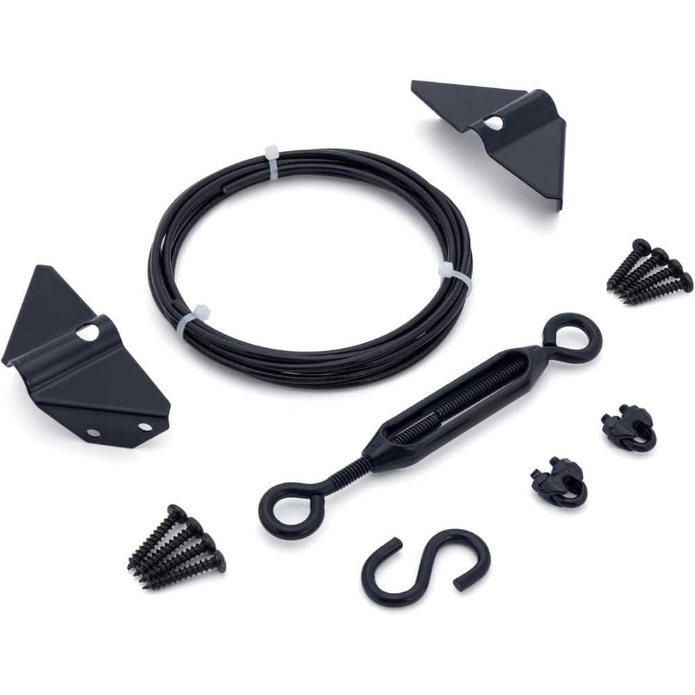 Unbranded Anti Sag Gate Kit for Wooden Fence with Zinc Support Cable Steel Hardware Black Outdoor Repair Kit (1)
