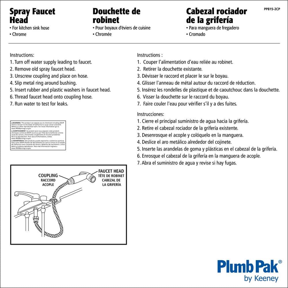KEENEY Kitchen Sink Replacement Spray Head Chrome (2)