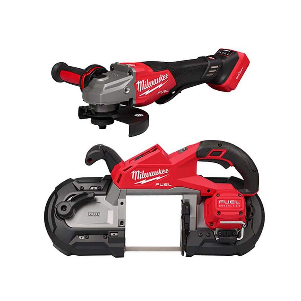 Milwaukee M18 FUEL ONE-KEY 18V Lithium-Ion Brushless Cordless 4-1/2 in./6 in. Variable Speed Braking Grinder w/ Bandsaw (1)