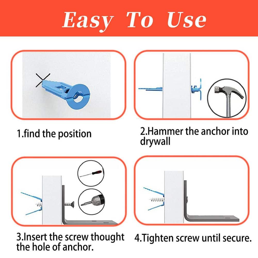 NVNOO Drywall Self Drilling Anchors with Screws Kit, 80 Sheetrock Anchors and 80 Zinc Plated Screws (3)