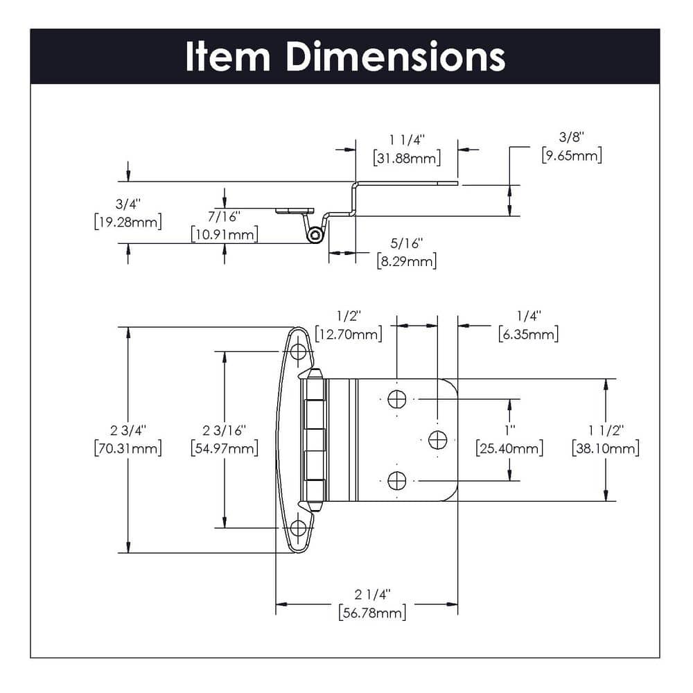 HICKORY HARDWARE Hinge 3/8 in. Inset Variable Overlay Face Frame Free-Swinging Satin Nickel Cabinet Hinge (5-Pairs) (2)