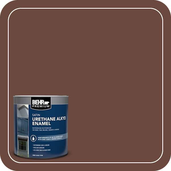 BEHR PREMIUM 1 qt. #BXC-45 Classic Brown Satin Enamel Urethane Alkyd Interior/Exterior Paint (2)