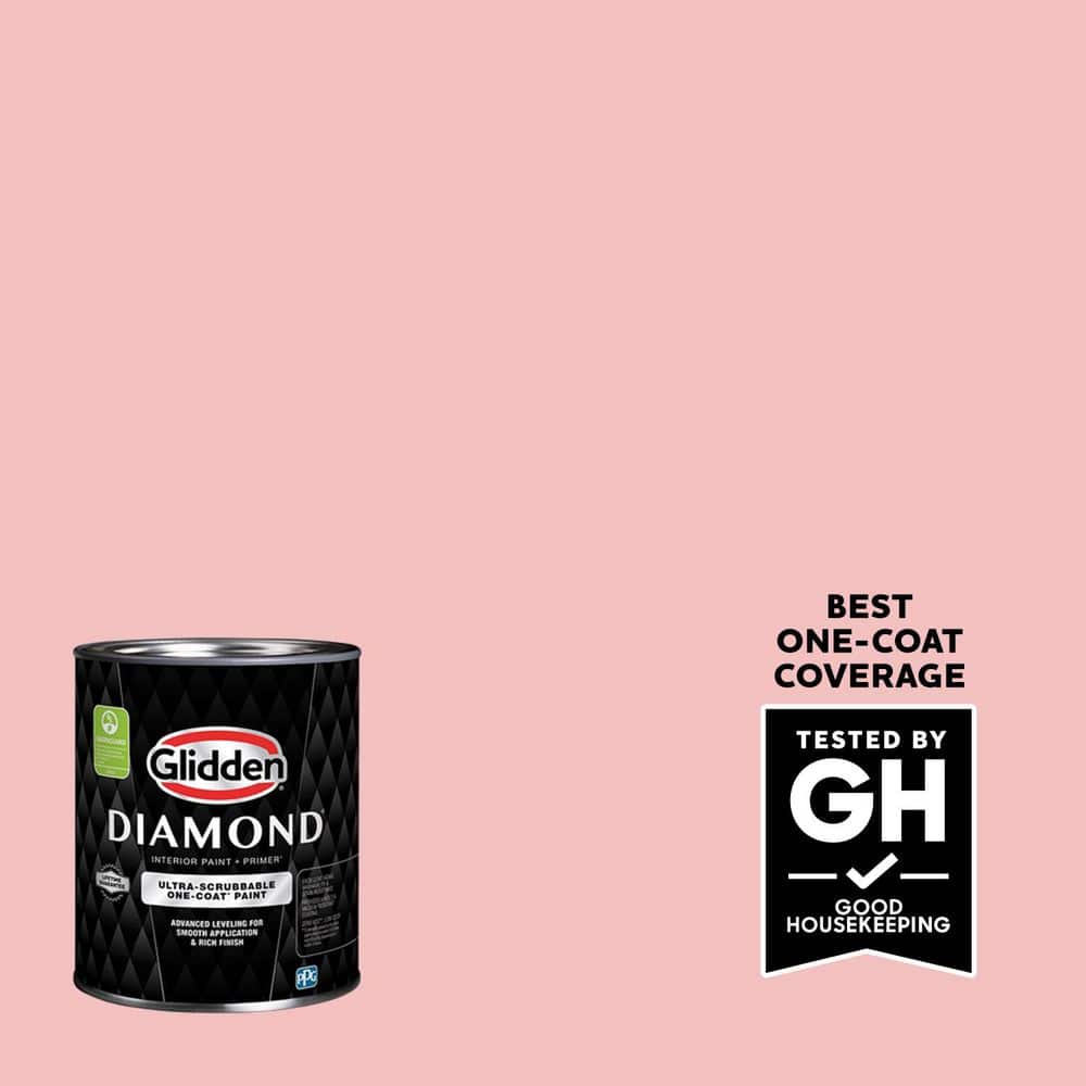 Glidden Diamond 1 qt. PPG1187-3 Silver Strawberry Satin Interior Paint with Primer (1)