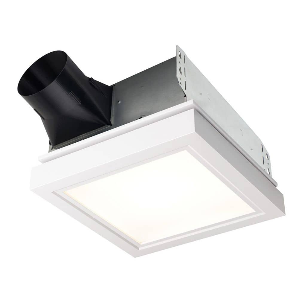 Broan-NuTone Roomside Series, Decorative, White Trim, 110 CFM, Roomside Ceiling Bathroom Exhaust Fan with LED Lighting, ENERGY STAR (2)