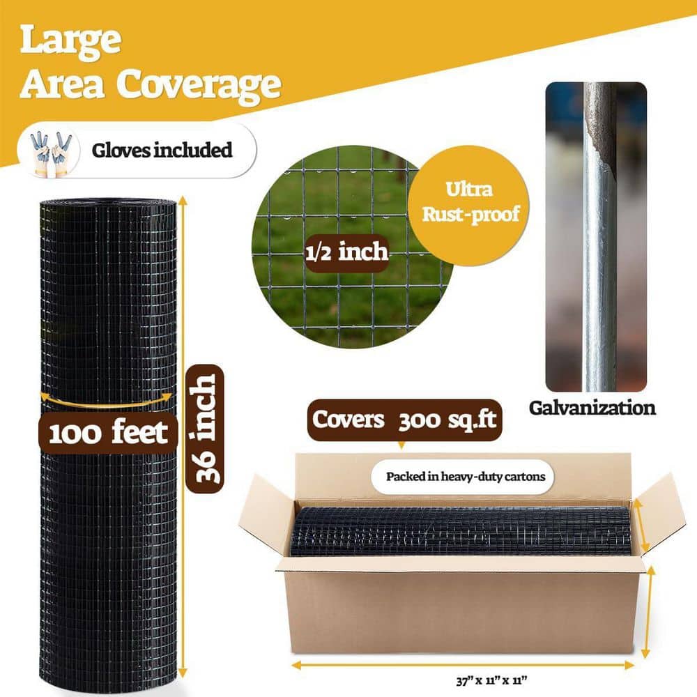 Unbranded 1/2 Inch 36 x 100 ft 19 Gauge Hardware Cloth Chicken Wire Mesh Roll for Fencing Tree Guard and More (2)