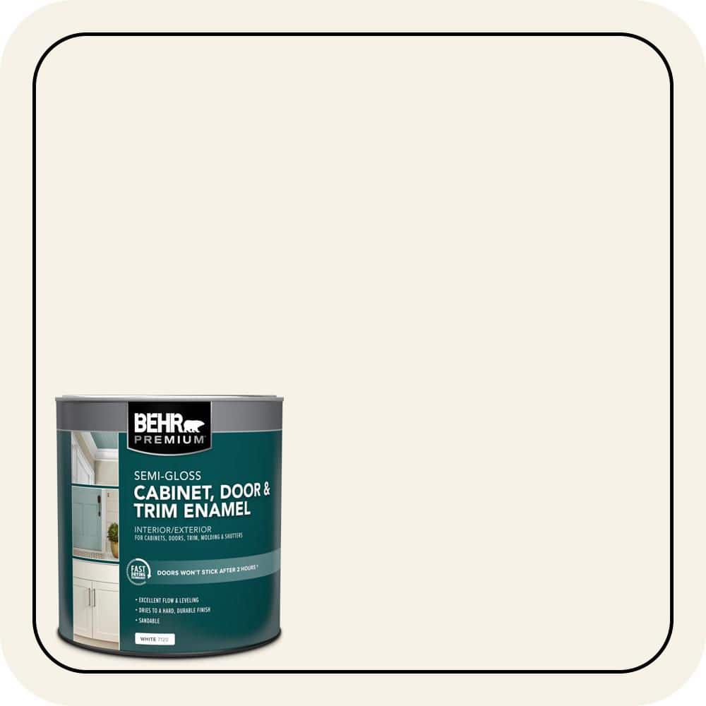 BEHR PREMIUM 1 qt. #W-F-400 Swan Wing Semi-Gloss Enamel Interior/Exterior Cabinet, Door & Trim Paint