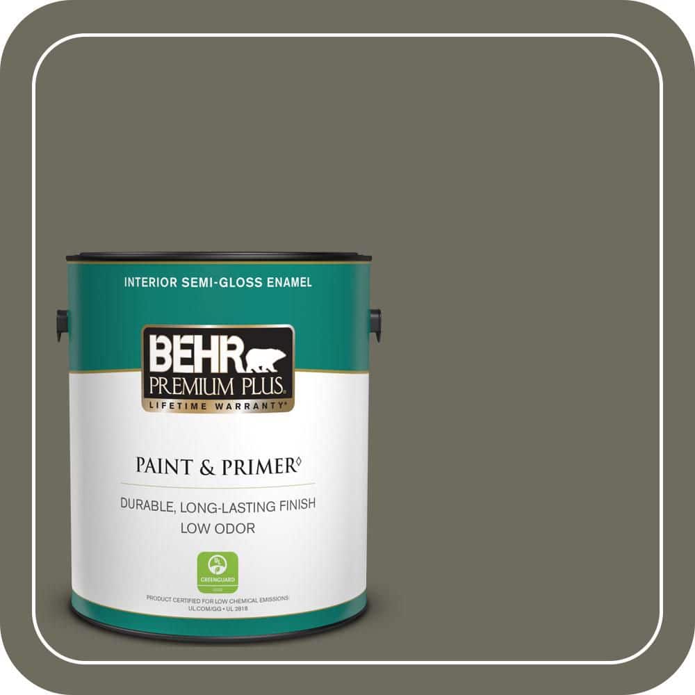 BEHR PREMIUM PLUS 1 gal. #N370-6 Gladiator Gray Semi-Gloss Enamel Low Odor Interior Paint & Primer