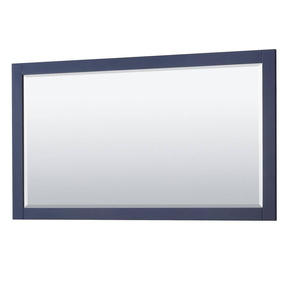 Wyndham Collection Avery 25 in. W 21.75 in. D 34.25 in. H Double Bath Vanity Cabinet without Top Dark Blue with 58" Mirror (2)