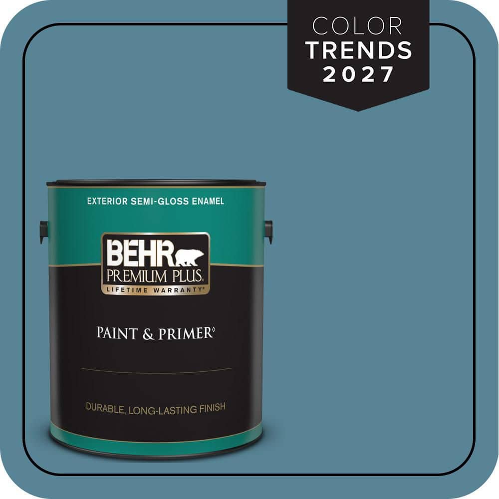 BEHR PREMIUM PLUS 1 gal. #S480-5 Blue Moon Bay Semi-Gloss Enamel Exterior Paint & Primer