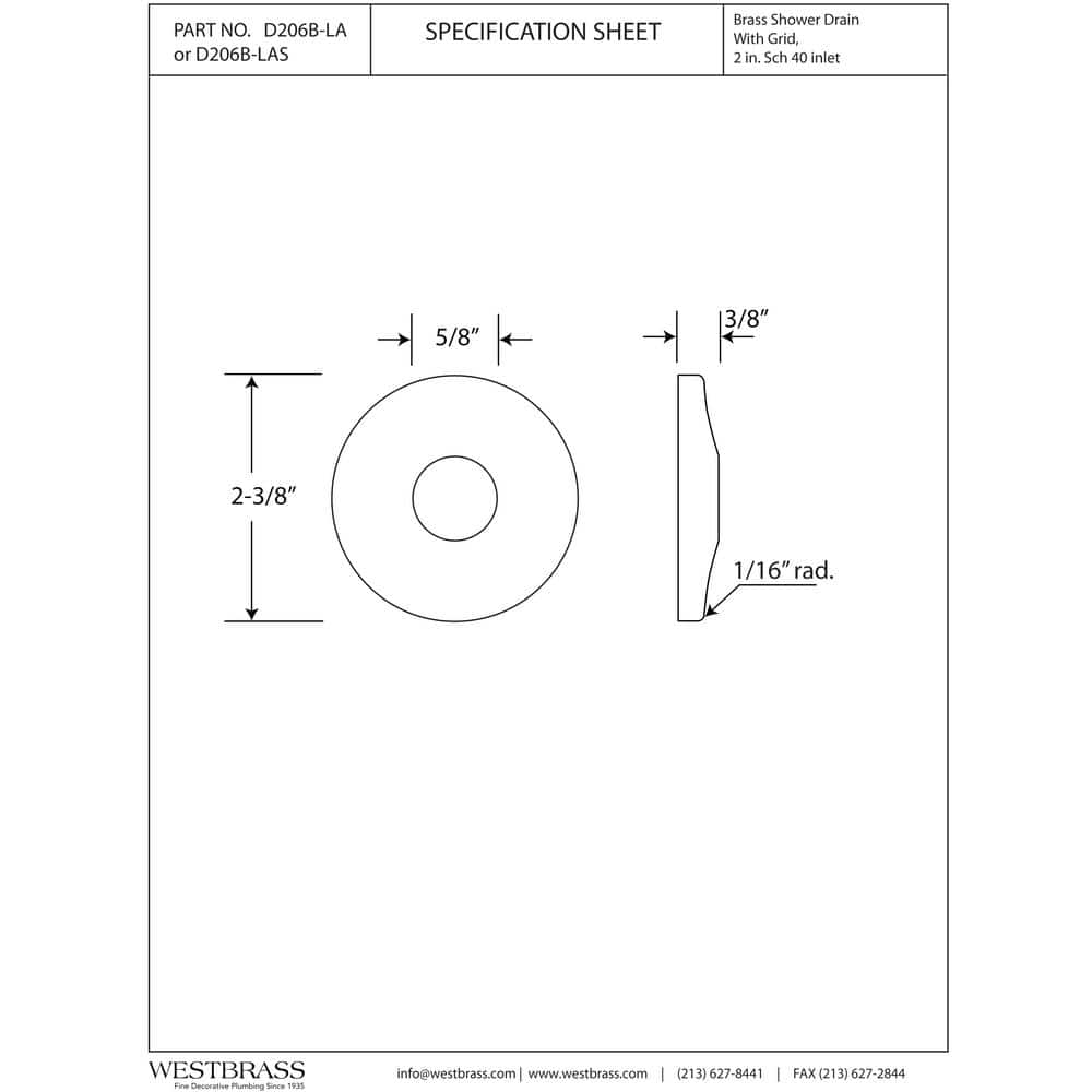 Westbrass 2-3/8 in. Diameter 1/2 in. Nominal Copper Shallow Grip Flange (2)