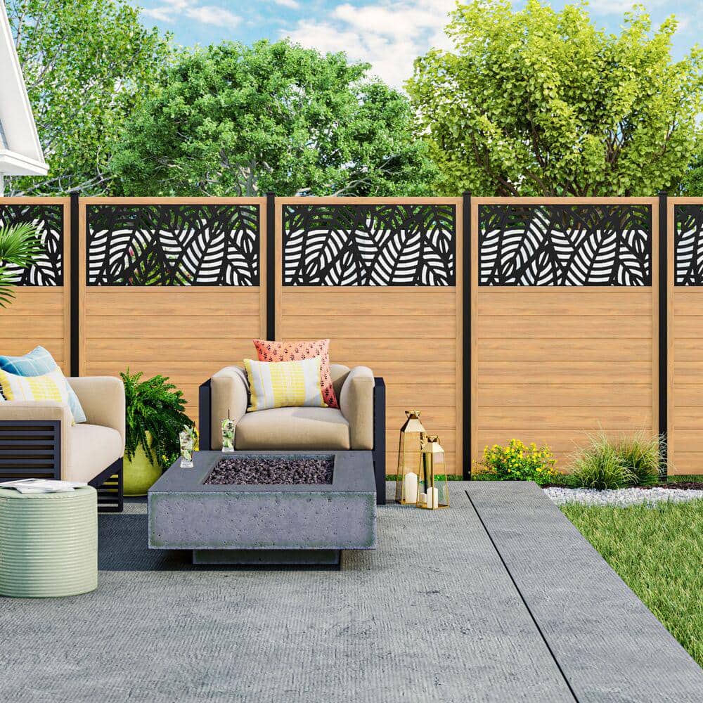 Barrette Outdoor Living 6 ft. x 4 ft. Cypress Vinyl Fence with Sanibel Black Decorative Screen (2)