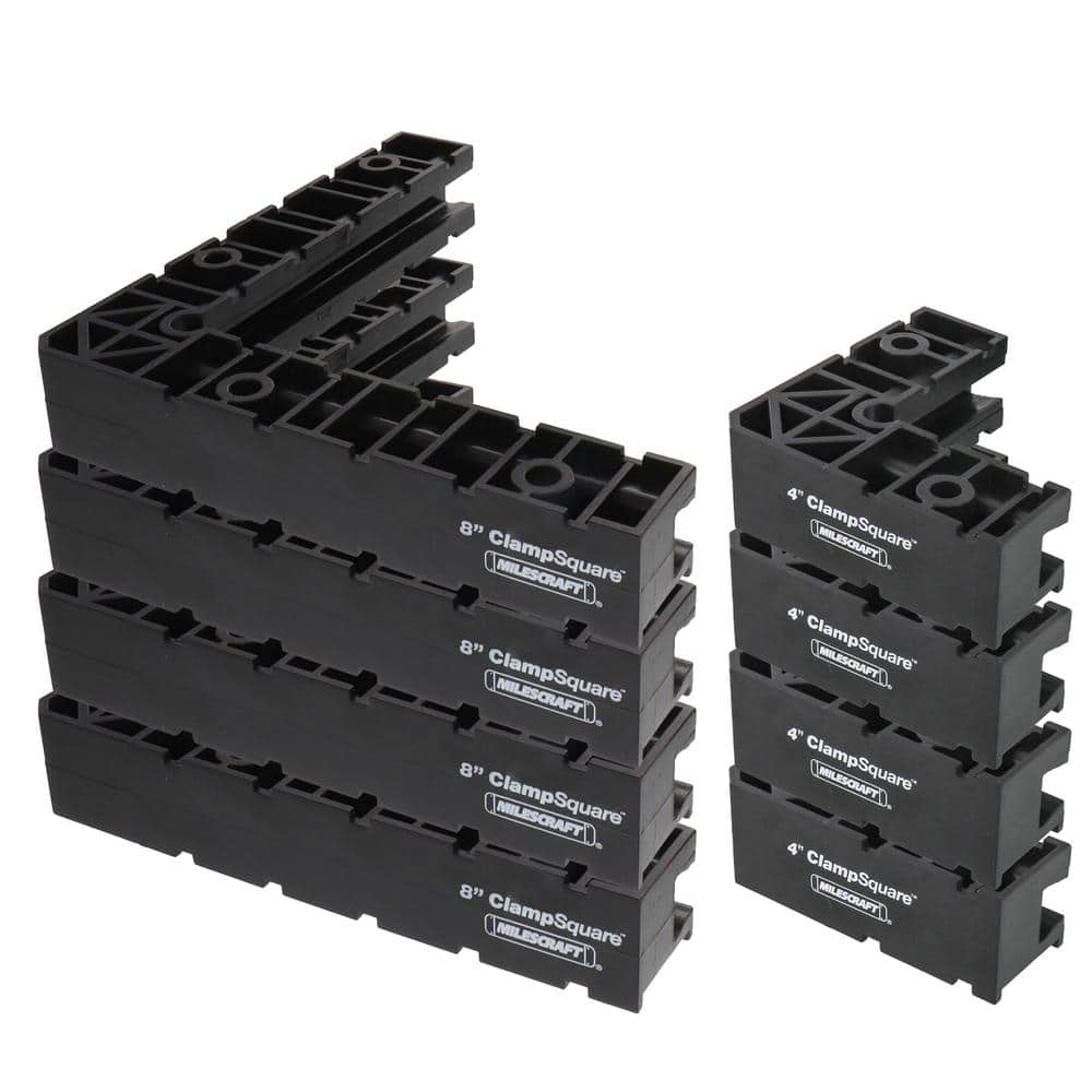 Milescraft 8 in. and 4 in. Squares Corner Square Kit - 90-Degree Right Angle Corner Assembly Clamp Squares (8-Piece)