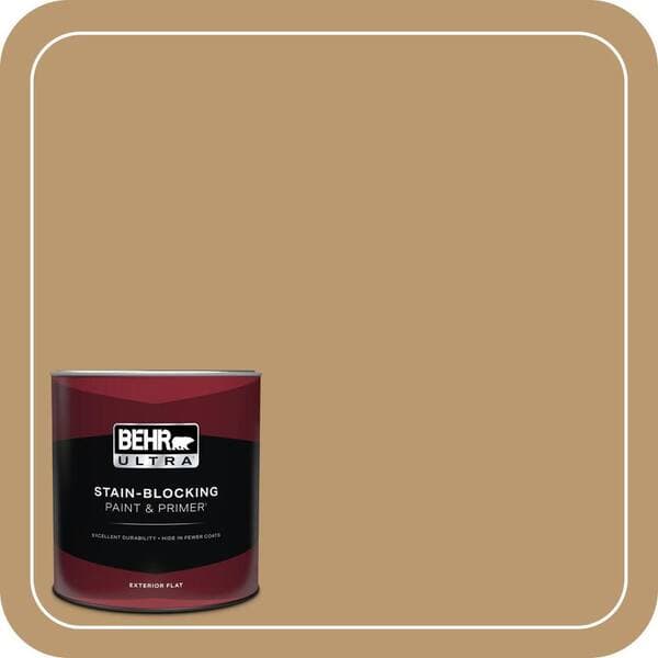 BEHR PREMIUM PLUS #ECC-24-1 Amber Leaf Flat Interior/Exterior Paint & Primer Color Sample (3)