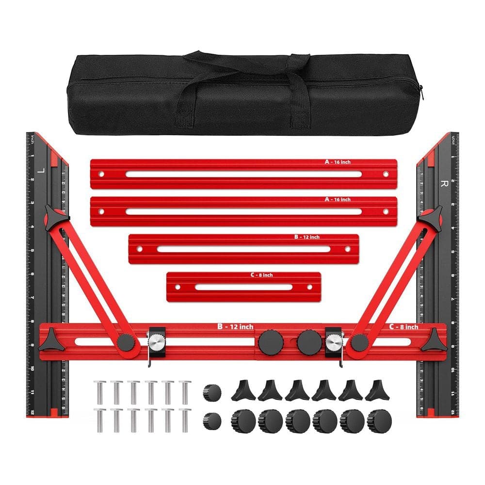 Unbranded Stair Tread Template Tool w/ Triangular Structure Brace Edge Flip Stops Aluminum Alloy Jig for Accurate Stair Measuring (1)