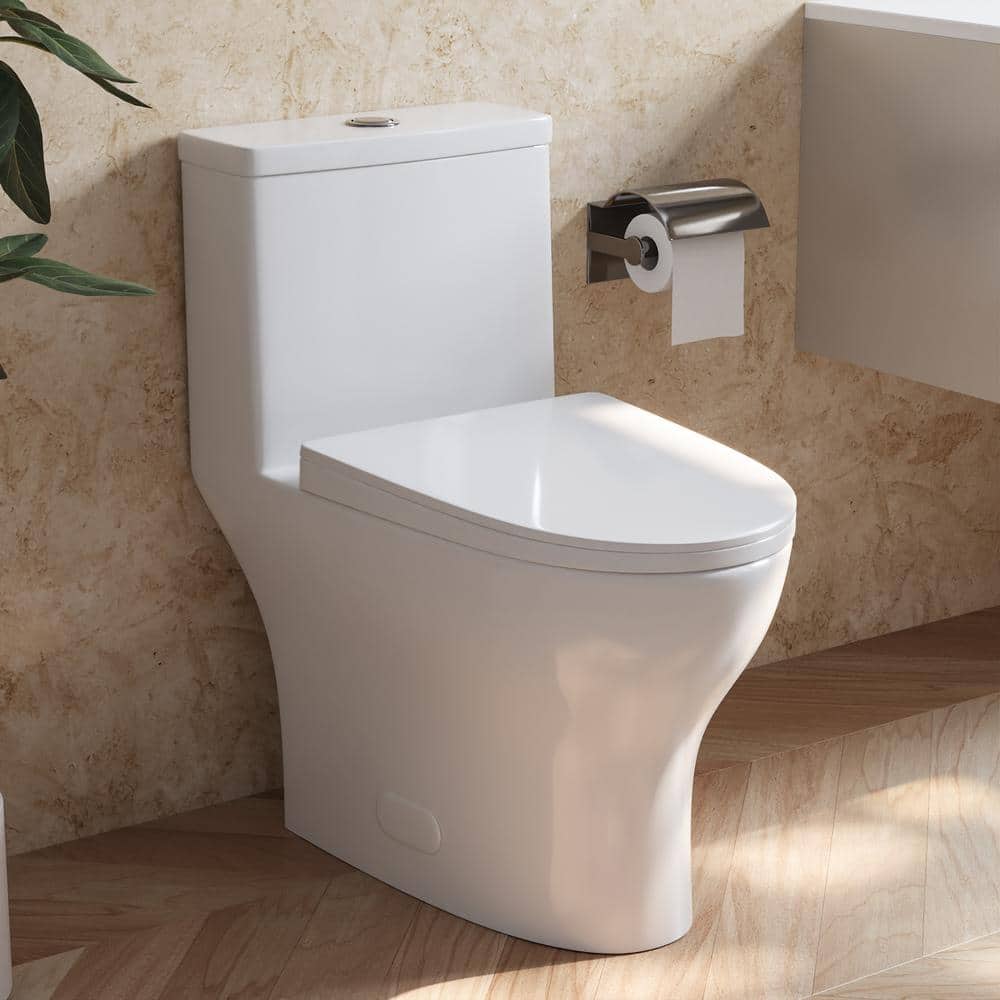 DEERVALLEY Ally 17 in. Tall 1-Piece 1.1/1.6 GPF Dual Flush Elongated ADA Compliant Height Toilet in White with Soft Closed Seat (1)