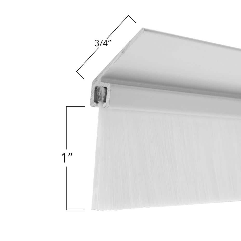 Action Industries Garage Door Brush Weather Seal with Aluminum Retainers with 1 in. Brush with Light Color Doors (3)
