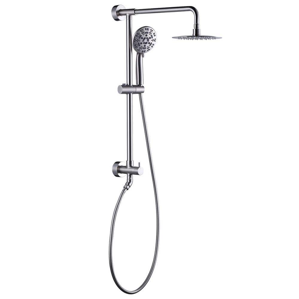 ARCORA 7-Spray Multi-function 1.8 GPM Round Wall Bar Shower Kit with Hand Shower in Brushed Nickel (1)