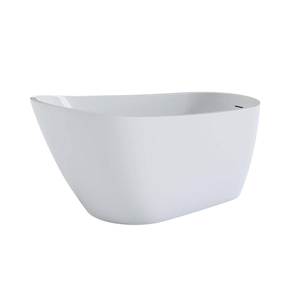 INSEEDE SORA 63 in. Spa-Like Acrylic Freestanding Soaking Bathtub with Integrated Overflow and Pop-Up Drain in Gloss White (3)
