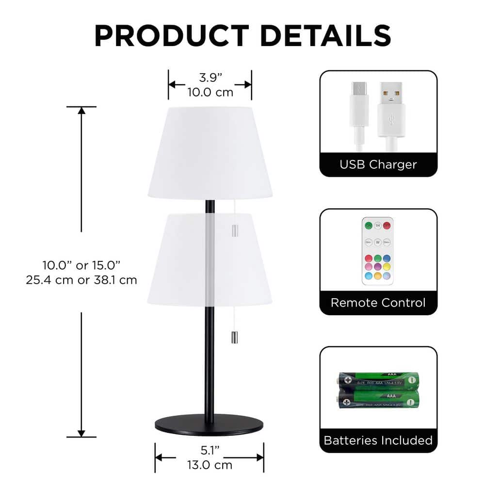 Unbranded 10 in. Black Waterproof RGBW Night Light Bulb Frosted Lamp with Remote Control (3)