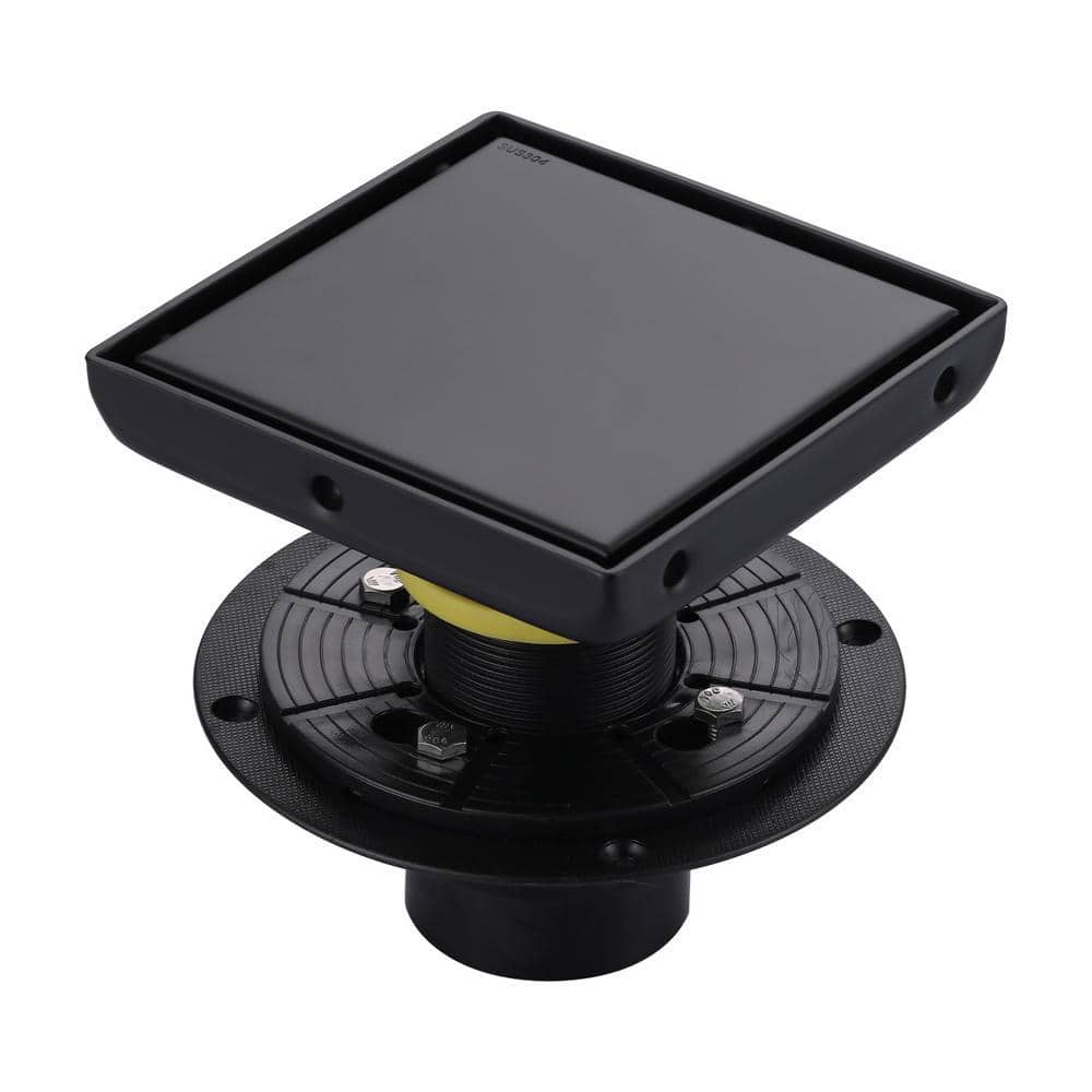 ARCORA Square Hair Catchers and Strainers 3 in. x 5.9 in. X 5.9 Matte Black Stainless Steels Decorative Drain Cover (1)