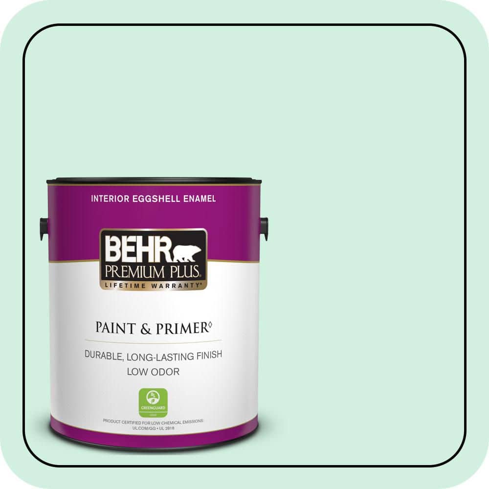 BEHR PREMIUM PLUS 1 gal. #480C-2 Pastel Jade Eggshell Enamel Low Odor Interior Paint & Primer